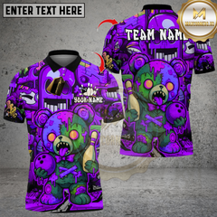 Maxcorners Zombie Teddy Bowling Multicolor Customized Name, Team Name 3D Shirts