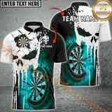 Maxcorners Darts Punished Skull Flame MutilColor Option Customized Name, Team Name 3D Polo Shirt