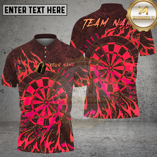 Maxcorners Darts Shirts Fire Vintage Multicolor Options Personalized Name, Team Name 3D Shirt (4 Colors)