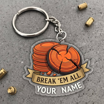 Maxcorners Clay Shooting Break Em All Broken Clay Targets Customized Name 3D Keychain And Ornament