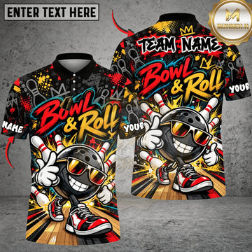 Maxcorners Bowling Born To Roll Cartoon Graffiti Personalized Name 3D Unisex Shirt