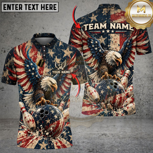 Maxcorners Bowling Fierce Eagle Bowling Ball Red Black Flame Personalized Name 3D Unisex Shirt
