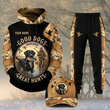 Maxcorners Duck Hunting Good Dogs Great Hunts Black Camo Personalized 3D Shirts