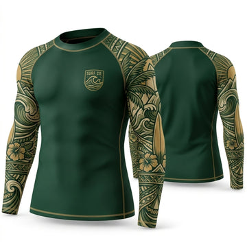 Maxcorners Personalized Tribal Art Green Shirt with Gold Geometric Sleeve Patterns 3D All Over Printed Shirts, Best Gifts for Art Lovers