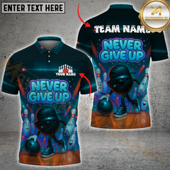 Maxcorners Bowling Funny Ball Never Give Up Multicolor Customized Name, Team Name 3D Shirts