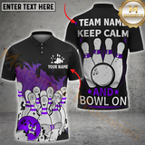 Maxcorners Bowling Keep Calm and Bowl On Multicolor Customized Name, Team Name 3D Shirts