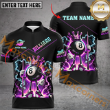 Maxcorners Funny Digital Billiard Jersey Multicolor Option Customized Name, Team Name 3D Polo Shirt