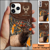 Maxcorners Elk Hunting Leather Pattern Personalized Name Phone Case (4 colors) LM1601