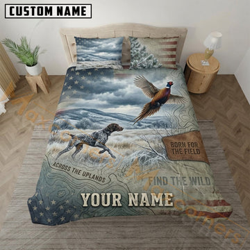 Maxcorners Pheasant Hunting Blue Mountain Born For The Field Bedding Set 3D Print Custom Name