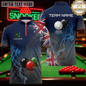 Maxcorners Snooker Midnight Blue Silver Smoky Orbit Personalized Name 3D Unisex Shirt