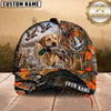 Maxcorners Dog Hunting And Duck Orange Gray Camo Skull Marsh Hunting Scene Multiple Options Personalized Name 3D Cap