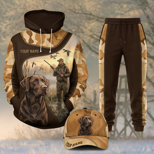 Maxcorners Duck Hunting Retrieving Dogs Flying Ducks Vintage Brown Personalized 3D Shirts