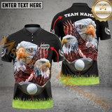 Maxcorners Golf American Eagle Pride Customized Name, Team Name 3D Polo Shirt