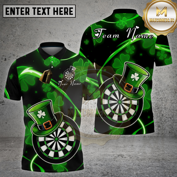 Maxcorners Dart Irish Clover Lucky Hat Dartboard Multi Options Personalized Name, Team Name 3D Shirt