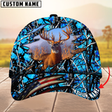 Maxcorners Deer Hunting USA Flag Crack Camouflage Pattern Multicolor Personalized Name 3D Cap