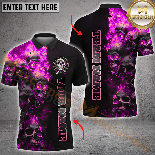 Maxcorners Fiery Skull Darts Jersey Multicolor Options Personalized Name, Team Name 3D Polo Shirt