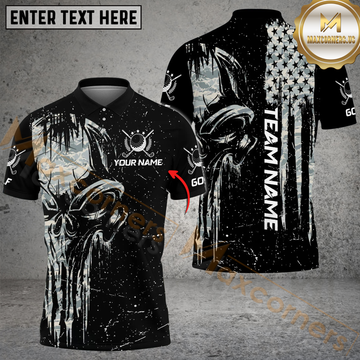 Maxcorners Golf Camo Punisher Skull Personalized Name, Team Name 3D Shirt (4 Colors)