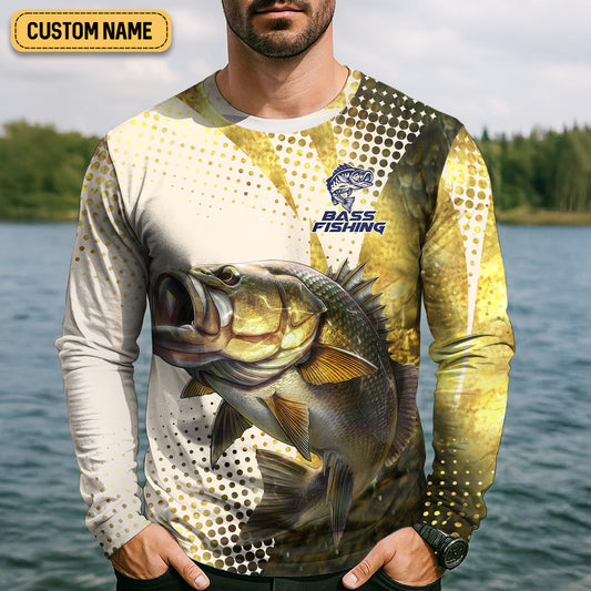 Maxcorners Bass Fishing Shirt, SPF Shirt For Men, Custom Fishing Shirt, Gift For Fisherman, Mens Casual Shirts