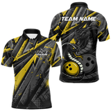 Maxcorners Custom Grunge Black And Yellow Cobra Snake Bowling Men Polo Shirts With Team Name LM054