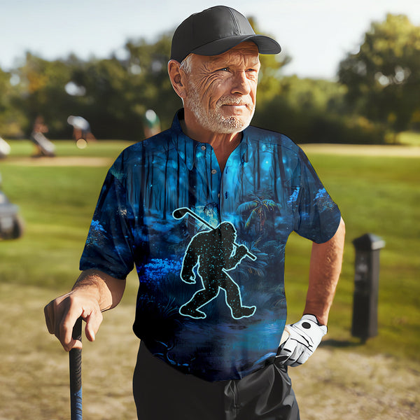 Maxcorners Not All Who Wander Are Lost Bigfoot Men's Golf Polo Shirt, Funny Golf Shirt, Dad Golf Gift