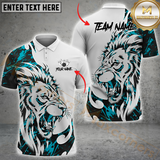 Maxcorners Bowling Lion Graphic Multicolor Option Customized Name, Team Name 3D Polo Shirt