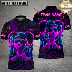 Maxcorners Bowling Neon Funny Multicolor Customized Name, Team Name 3D Shirts