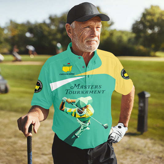 Maxcorners Master Tournament Custom Men's Golf Polo Shirt, Golf Gifts For Dad
