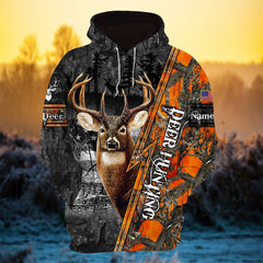 Maxcorners Best US Flag Deer Hunting Personalized Name 3D Shirt