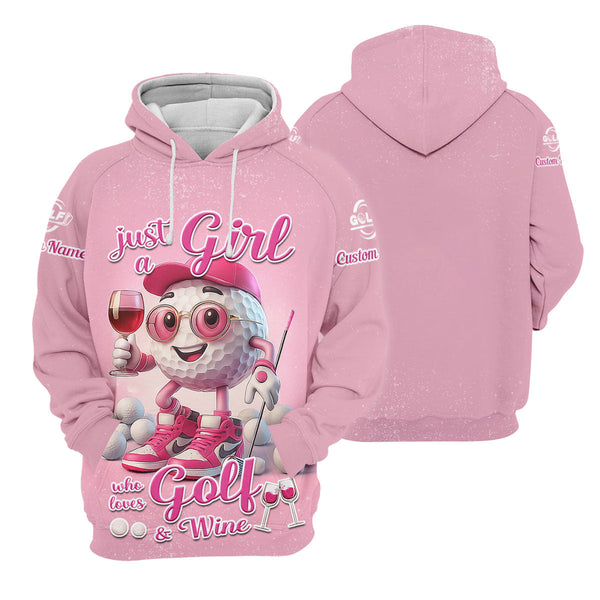 Maxcorners Just A Girl Who Loves Golf And Wine Custom Womens Golf Polo Shirt, Womens Golf Gifts