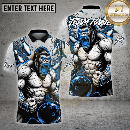 Maxcorners Bowling Shirt Muscular Gorilla Strike Bowling Art Multioptions Personalized Name, Team Name 3D Shirt (4 Colors)