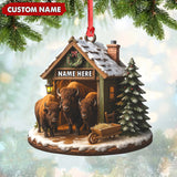 Maxcorners Personalized Acrylic Bison Christmas Ornament - Custom Buffalo Barn Holiday Decor LM0110