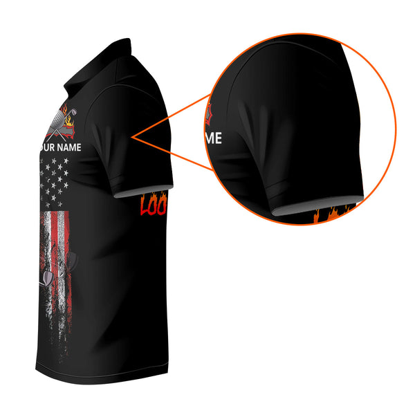 Maxcorners Custom Flaming Skeleton Men's Golf Polo Shirt, Mens Golf Gift, Funny Golf Shirt