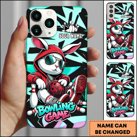 Maxcorners Rabbit Bowling Graffiti Multicolor Personalized Name 3D Phone Case
