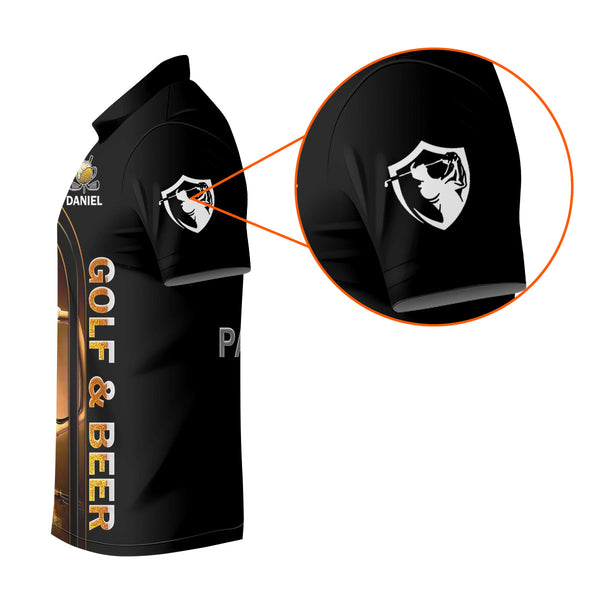 Maxcorners Golf And Beer Custom Men's Golf Polo Shirt, Funny Golf Shirt, Gift For Golfers