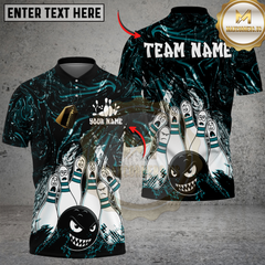 Maxcorners Bowling Angry Ball vs Screaming Pins Multicolor Customized Name, Team Name 3D Shirts