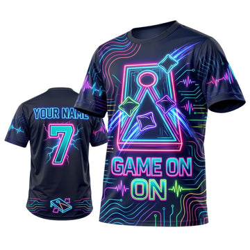 Maxcorners Cornhole Neon Game On Personalized Name 3D Unisex Shirt