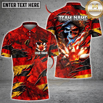 Maxcorners Bowling Germany Flag Fiery Samurai Personalized Name 3D Unisex Shirt