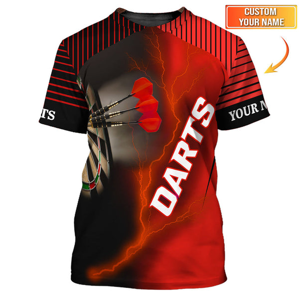 Maxcorners Custom NameDarts Shirts, Red Lightning Dartboard Shirt, Darts Jersey for Players LM0509