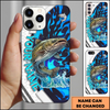 Maxcorners Fishing White Scale Water Splash Multicolor Options Personalized Name Phone Case (12 Fish Species)