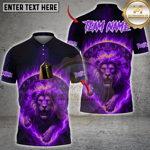 Maxcorners Darts Fire Lion Multicolor Customized Name, Team Name 3D Shirts