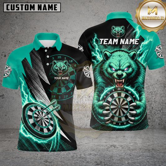 Maxcorners Darts Bear Lightning Multicolor Customized Name, Team Name 3D Shirts