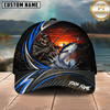 Maxcorners Fishing Skull Angler Blue Wave Personalized 3D Cap