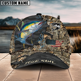 Maxcorners Tuna Fishing American Flag Map Camo Pattern Personalized Cap