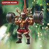 Maxcorners Personalized Acrylic Muscle Deer Christmas Ornament - Custom Weightlifting Holiday Decoration LM0110