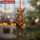 Maxcorners Personalized Acrylic Deer Hunter Christmas Ornament - Custom Name Rustic Hunting Lodge Decor LM0110