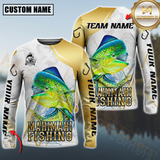Maxcorners Mahi-Mahi Fishing Lightweight Performance Shirt For Anglers Personalized Name, Team Name 3D Long Sleeve Shirt