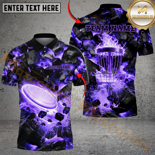 Maxcorners Blazing Disc Golf Polo Personalized Name, Team Name 3D Shirt (4 Colors) 1