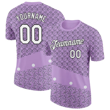 Maxcorners Pickleball Balls Lavender Purple Floral Diagonal Split Personalized Name 3D Unisex Shirt