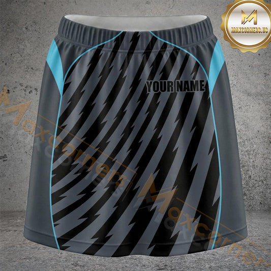 Maxcorners Pickleball Charcoal Teal Diagonal Stripe Personalized 3D Skort, Skirts With Shorts