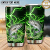 Maxcorners Fishing Tumbler Black Neon Green Thunder Design Personalized Name Tumbler (13 Species)